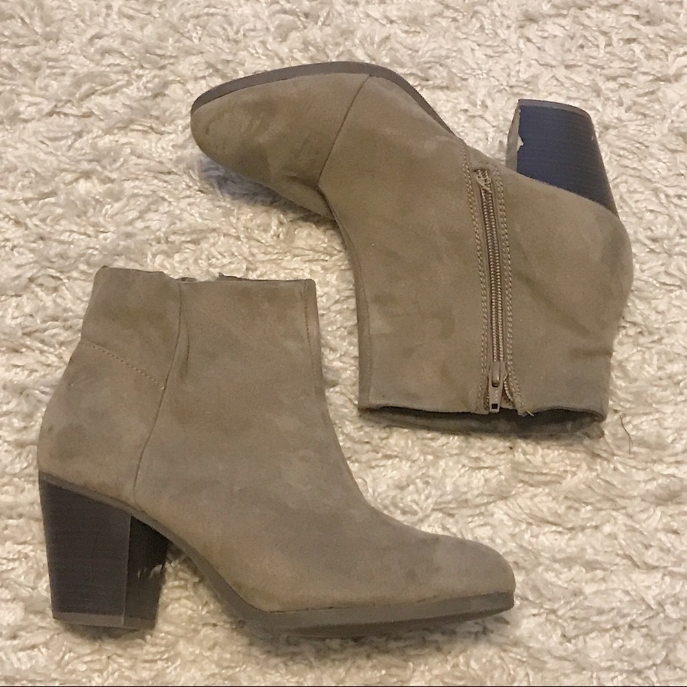 Faux Suede Heeled Ankle Booties